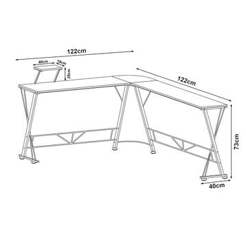 Bureau Yremso L-vormig 122x122x98 cm zwart [en.casa], Huis en Inrichting, Bureaus, Verzenden, Nieuw
