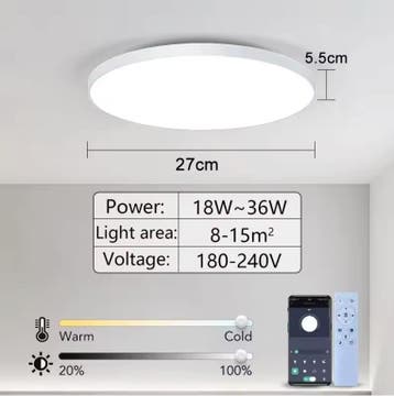 Smart LED Plafondlamp Dimbaar met App en Afstandsbedienin, Verzenden, Nieuw