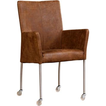 Set van 8 Leren eetkamerstoelen Comfort met wieltjes en, Huis en Inrichting, Stoelen, Ophalen of Verzenden, Nieuw, Leer, Vijf, Zes of meer stoelen