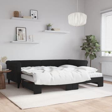 vidaXL Slaapbank onderschuifbed en matrassen 90x200 cm, Huis en Inrichting, Slaapkamer | Bedden, 90 cm, Eenpersoons, Verzenden