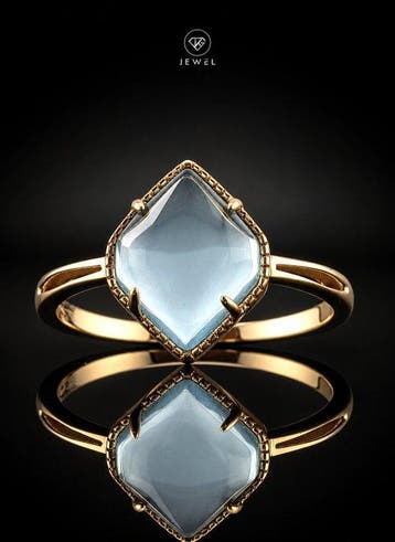 Lichtblauwe aquamarijn ring - goudverguld sterlingzilver -