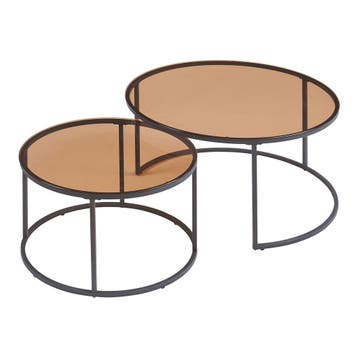 Salontafel set van 2 Kokkola rookglas bruin en zwart [en.cas, Verzenden, Nieuw