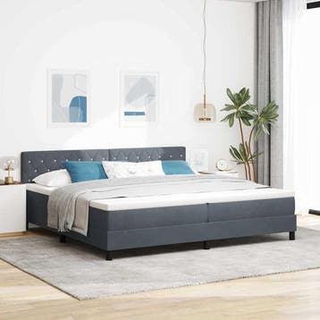vidaXL LED Box Spring Bed met matras Donkergrijs 200 x 200, Huis en Inrichting, Slaapkamer | Bedden, Verzenden, Nieuw, Tweepersoons