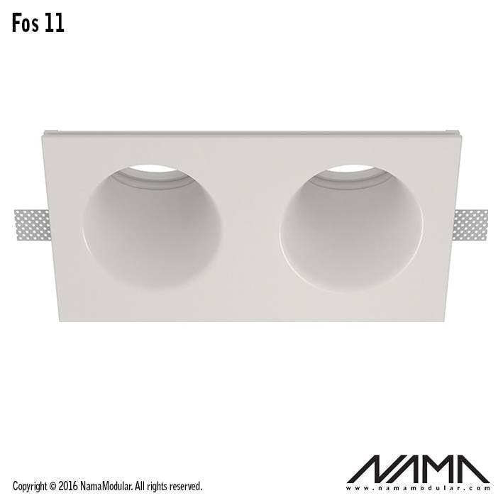 FOS11 Trimless Inbouwspot Dubbel Rond-Schuin - Gips - 2x..., Huis en Inrichting, Lampen | Overige, Nieuw, Ophalen of Verzenden