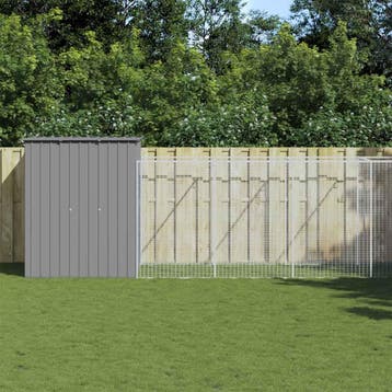 vidaXL Hondenhok met ren 165x659x181 cm gegalvaniseerd staal, Verzenden, Nieuw