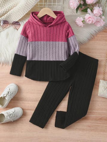 Set Meisjes Hoodie met Broek - Colorblocking Stijl voor Lent, Verzenden, Nieuw