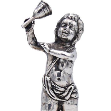 sculptuur, Putto tocando campana de mano - 11.2 cm - .925