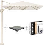 Voyager T1 zweefparasol 250x250 cm sandstone Ivory met 75kg, Tuin en Terras, Parasols, Ophalen of Verzenden, Nieuw