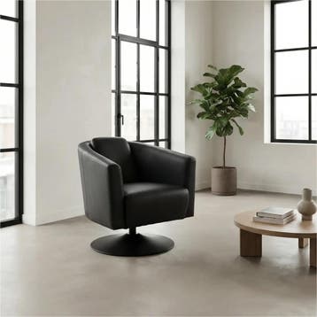 Leren draaifauteuil Press - Massif Nero (zwart) -, Bohemian, Klassiek, Retro, Romantisch, Vintage, Nieuw, Ophalen of Verzenden