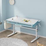 Kinderbureau Kuosa verstelbaar 54-76x120x60 cm blauw en wit, Verzenden, Nieuw