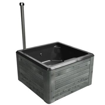 Rexener Silence Hottub op hout gestookt met een zwart bad, Ophalen of Verzenden, Nieuw, Vierkant, Overige typen