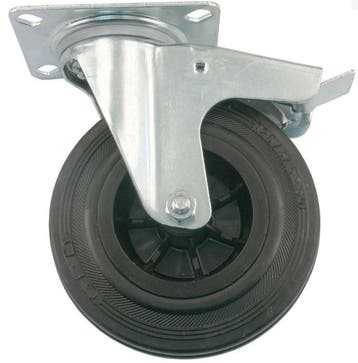 Transport Zwenkwiel met rem en bevestigingsplaat 125 mm, Doe-het-zelf en Verbouw, Zwenkwielen, Verzenden, Nieuw