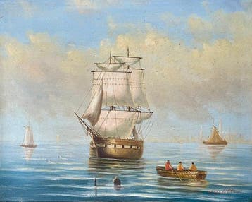 Europese school (XX) - Marine au trois-mâts