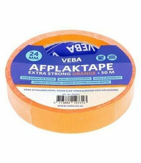 Veba afplaktape extra strong Orange 24mm, Doe-het-zelf en Verbouw, Verf, Beits en Lak, Verzenden