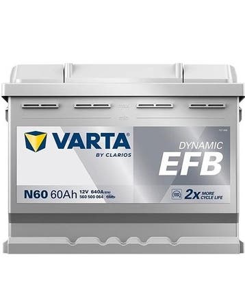 Varta Auto accu 12 volt 60 Ah EFB Dynamic type N60, Auto-onderdelen, Accu's en Toebehoren, Ophalen of Verzenden, Nieuw