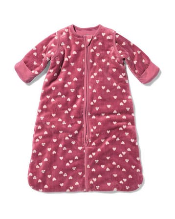 HEMA Babyslaapzak met afneembare mouwen velours 3tog hartjes, Verzenden, Nieuw