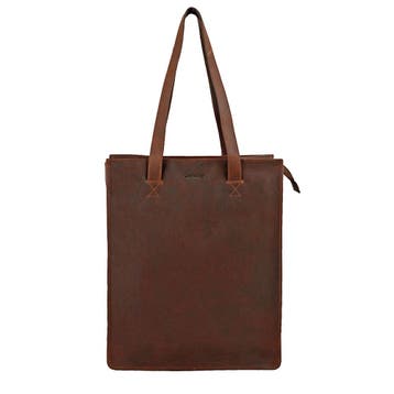 Landley Leren Dames Shopper 13 inch Laptoptas - Cognac, Computers en Software, Laptoptassen, Verzenden, Nieuw