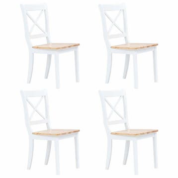 vidaXL Eetkamerstoelen 4 st massief rubberwood naturel en, Verzenden, Nieuw, Wit