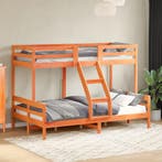 vidaXL Stapelbed massief grenenhout wasbruin 90x200/120x200, 90 cm, Eenpersoons, Bruin, Verzenden