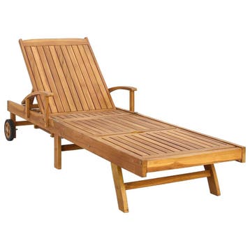 Ligbed Met Zijtafel Teakhout | 59% Voordeel, Tuin en Terras, Ophalen of Verzenden, Gebruikt, Teakhout, Verrijdbaar