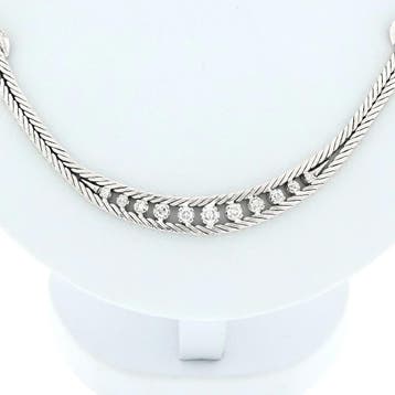Witgouden ketting met diamanten, Sieraden, Tassen en Uiterlijk, Gebruikt, Ophalen of Verzenden, Met edelsteen, Goud