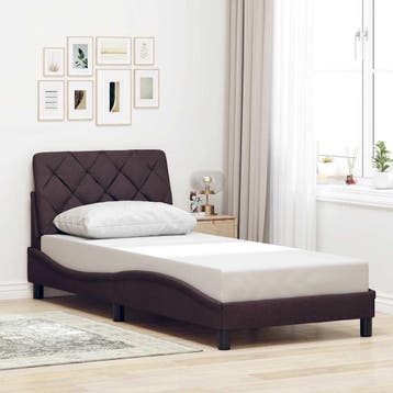 vidaXL Bedframe zonder matras 80x200 cm stof donkerbruin, Eenpersoons, Verzenden, Nieuw, 80 cm