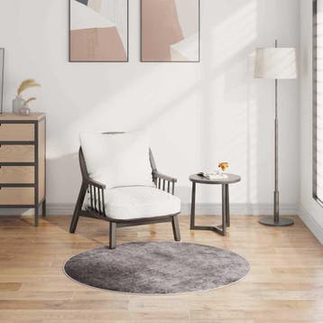 vidaXL Vloerkleed wasbaar ø120 cm grijs, Verzenden, Nieuw, Grijs