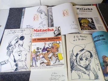 Natacha - 3x B + 2x C + 3x dédicace + 2x signature - EO/Ré -, Nieuw