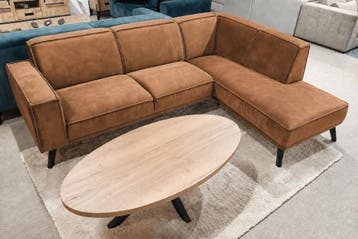 Hoekbank Den Haag - loungebanken - Cognac, Nieuw, 150 cm of meer, Stof, 250 tot 300 cm