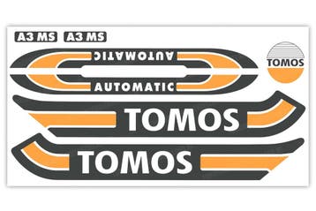 Tomos Stickerset mat standaard automatic zwart / oranje c..., Ophalen of Verzenden, Nieuw, A.J. Bromfiets Parts B.V.