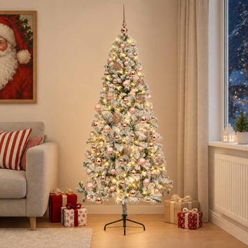 vidaXL Kunstkerstboom met kerstbal 240 cm 300 LEDs Warmwit, Diversen, Verzenden, Nieuw