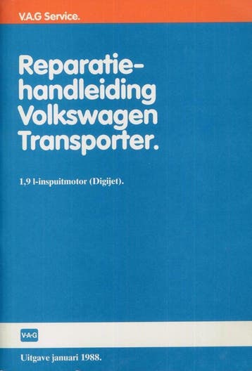 1988 Volkswagen Transporter 1,9 L-inspuitmotor Handleiding, Verzenden