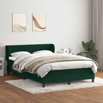 vidaXL Boxspring met matras fluweel donkergroen 160x220 cm, Verzenden, Stof, Groen, Nieuw
