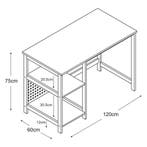 Bureau Dønna 120x60x75 cm mdf zwart en houtkleurig [en.casa], Verzenden, Nieuw