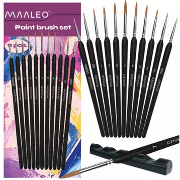 Maaleo Penseelset 11-delig – Perfect voor Fijn Schilderwer, Hobby en Vrije tijd, Schilderen, Ophalen of Verzenden, Nieuw