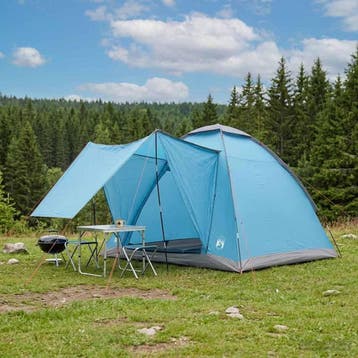 vidaXL Kamperen tent 2-persoons Blauw Polyester en staal, Verzenden, Nieuw, Tot en met 2