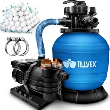Tillvex® Zandfilter - Zandfilterpomp - 10200L/u - Blauw, Verzenden, Zo goed als nieuw