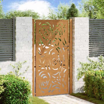 vidaXL Poort met vlamontwerp 100x200 cm weervast staal, Verzenden, Nieuw