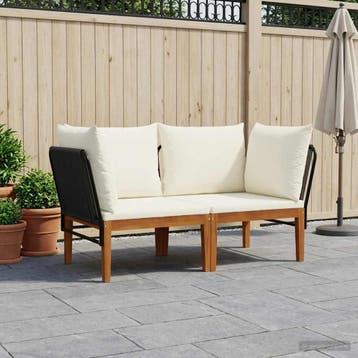 vidaXL 2 st Massief acaciahout & touw Naturel, Verzenden, Nieuw, 2 zitplaatsen
