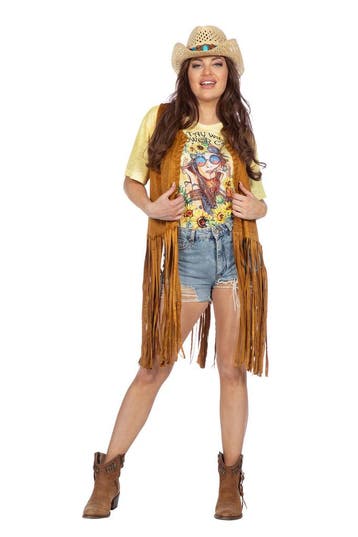 Hippie Vest Lang Bruin met Franje, Ophalen of Verzenden, Nieuw