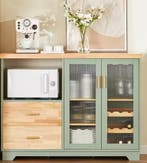 Groene Buffetkast met Glazen Deuren – 120x90 cm Houtlook, Verzenden, Nieuw