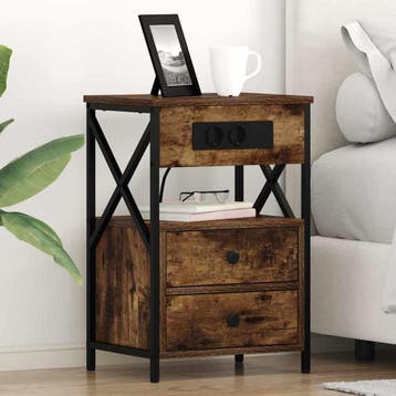 vidaXL Nachtkastje 2 st Gerookt eiken 40 x 31 x 60 cm, Minder dan 45 cm, Verzenden, Nieuw, 55 tot 70 cm