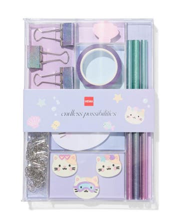 HEMA Bureauset accessoires 20.2x14.3x2.2cm katten, Verzenden, Nieuw