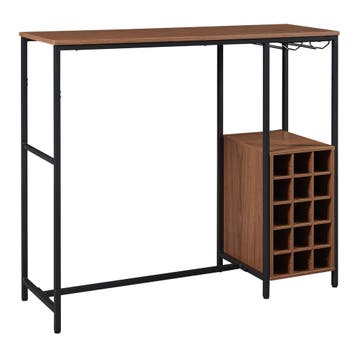 Bartafel Trøndelag met wijnrek 120x40x105 cm zwart en walnoo, Huis en Inrichting, Verzenden, Nieuw