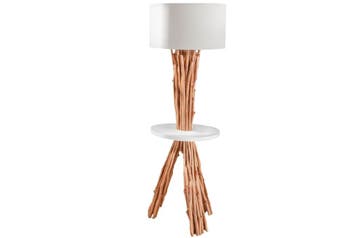Vloerlamp SERVANT 155 cm longanhout linnen kap wit - 40400, Ophalen of Verzenden, Nieuw