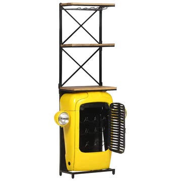 vidaXL Wijnkast tractor 49x31x172 cm massief mangohout geel, Verzenden, Nieuw