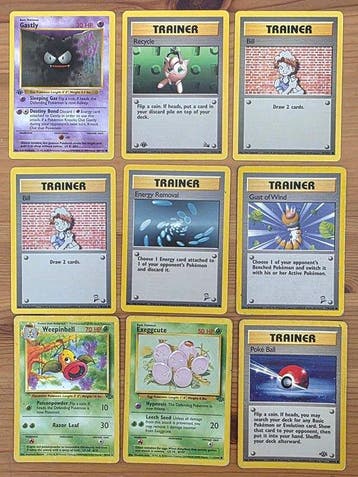 Pokémon - 14 Card - Shadowless 1st Gastly #50/102,1st, Nieuw