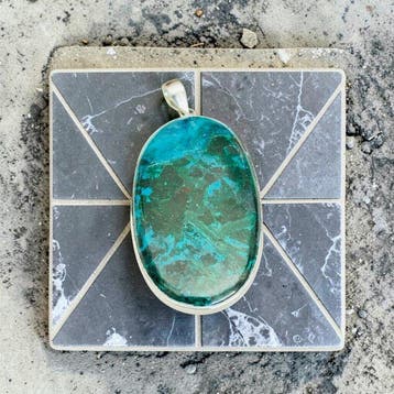 chrysocolla Hanger - Hoogte: 7 cm - Breedte: 4 cm- 27.94 g -