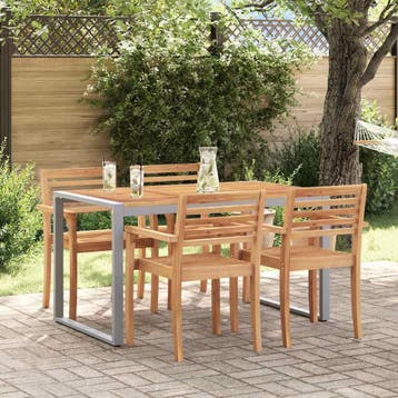 vidaXL Tuinstafel Grijs 140 x 80 x 75 cm Massief Acaciahout, Verzenden, Nieuw