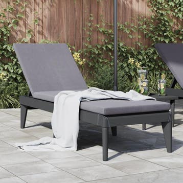 vidaXL Ligbed 186x60x29 cm polypropeen antracietkleurig, Verzenden, Nieuw